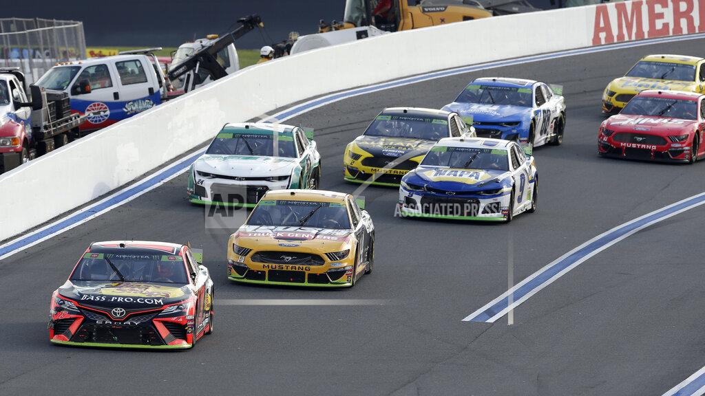 Gerry Broome Drivers navigate Turn 2 during the NASCAR Cup Series auto race at Charlotte Motor Speedway in Concord, N.C., Sunday, Sept. 29, 2019. (AP Photo/Gerry Broome)