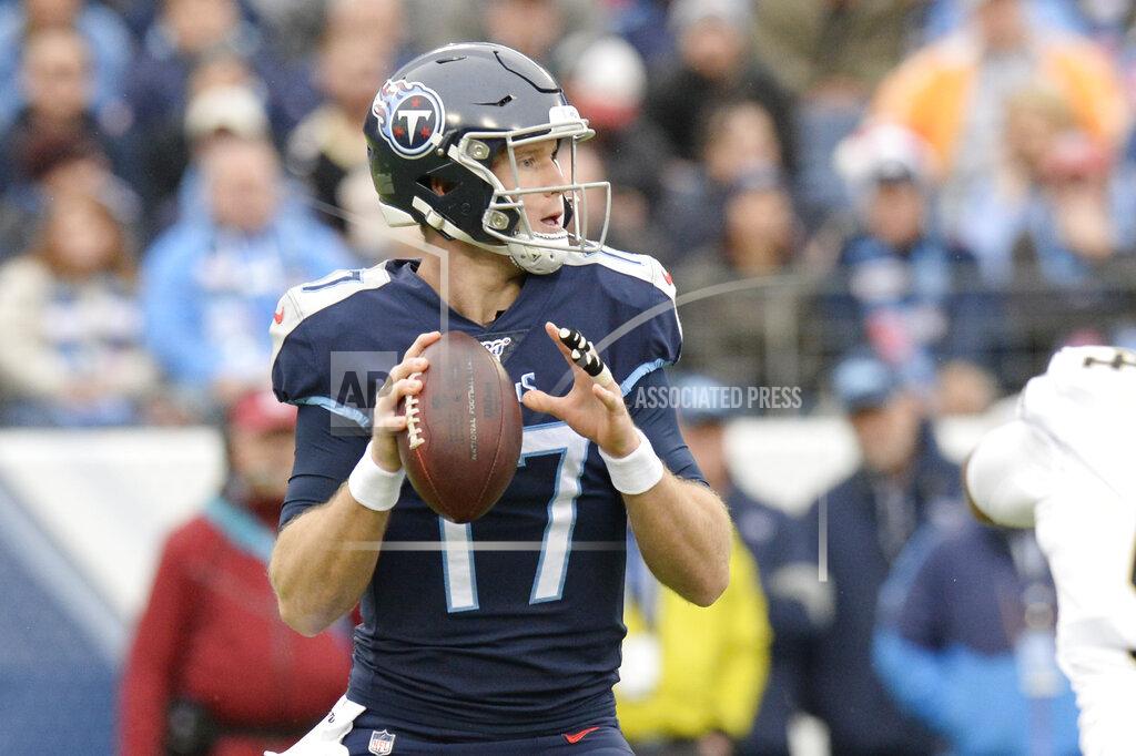 Mark Zaleski Tennessee Titans quarterback Ryan Tannehill (17) passes against the New Orleans Saints in the first half of an NFL football game Sunday, Dec. 22, 2019, in Nashville, Tenn. (AP Photo/Mark Zaleski)