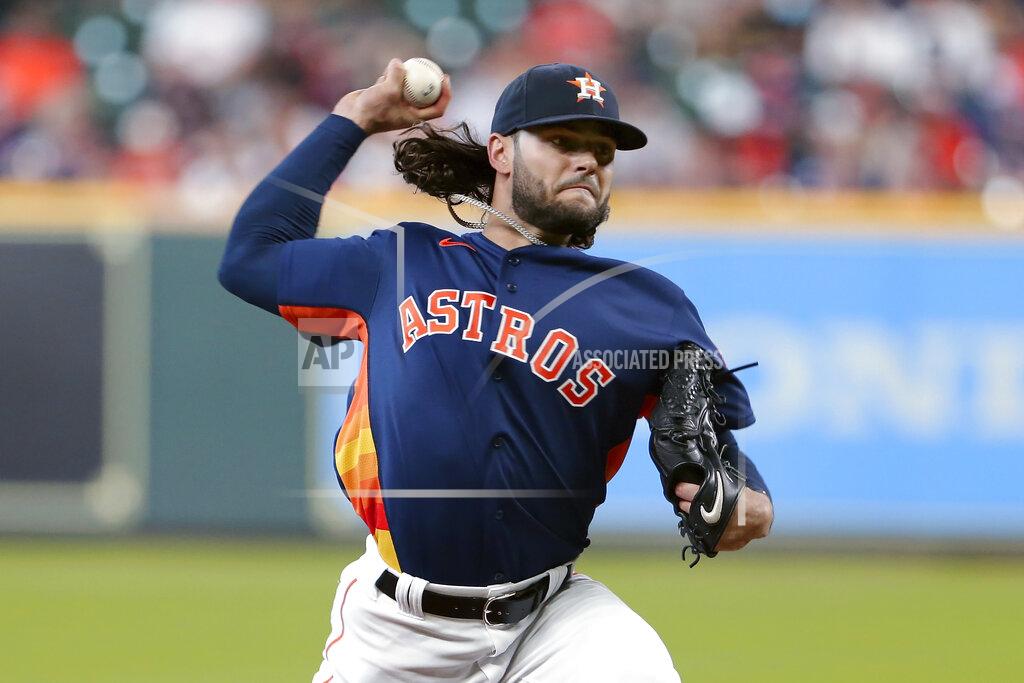 Michael Wyke Houston Astros starting pitcher Lance McCullers Jr. throws against the Los Angeles Angels during the first inning of a baseball game Sunday, Sept. 12, 2021, in Houston. (AP Photo/Michael Wyke)