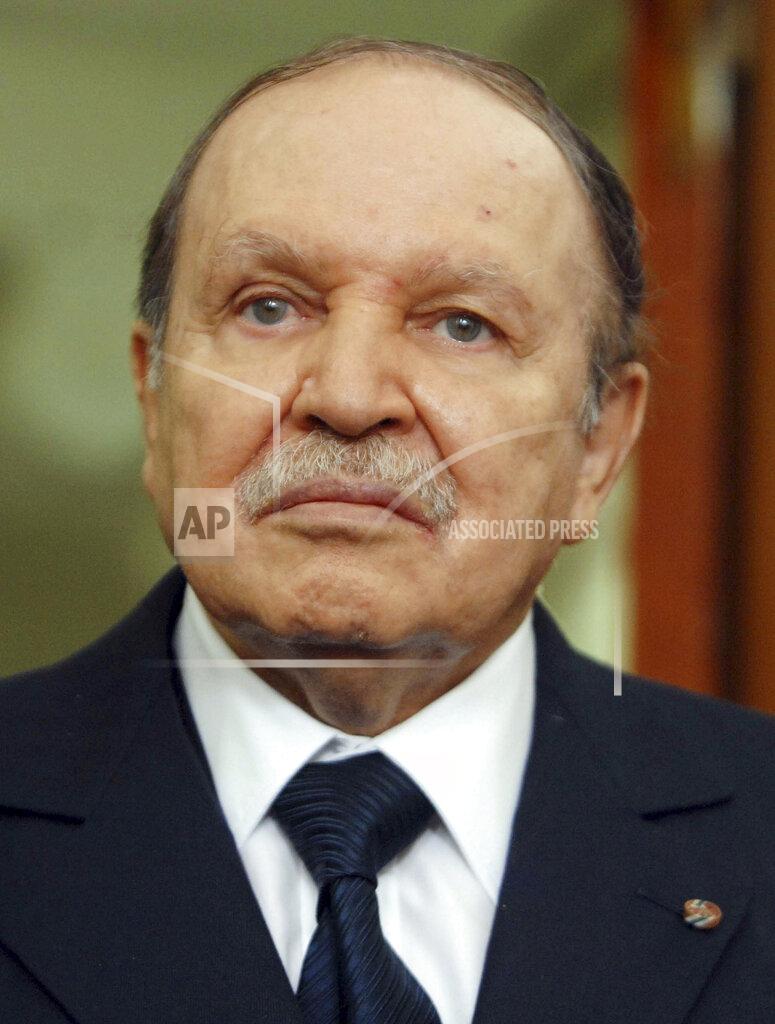 Sidali Djarboub FILE - In this Monday, April, 16, 2012, file photo is Algerian President Abdelaziz Bouteflika in Algiers. Former Algerian President Bouteflika, who fought for independence from France in the 1950s and 1960s and was ousted amid pro-democracy protests in 2019 after 20 years in power, has died at age 84, state television announced Friday, Sept. 17, 2021. (AP Photo/Sidali Djarboub, File)