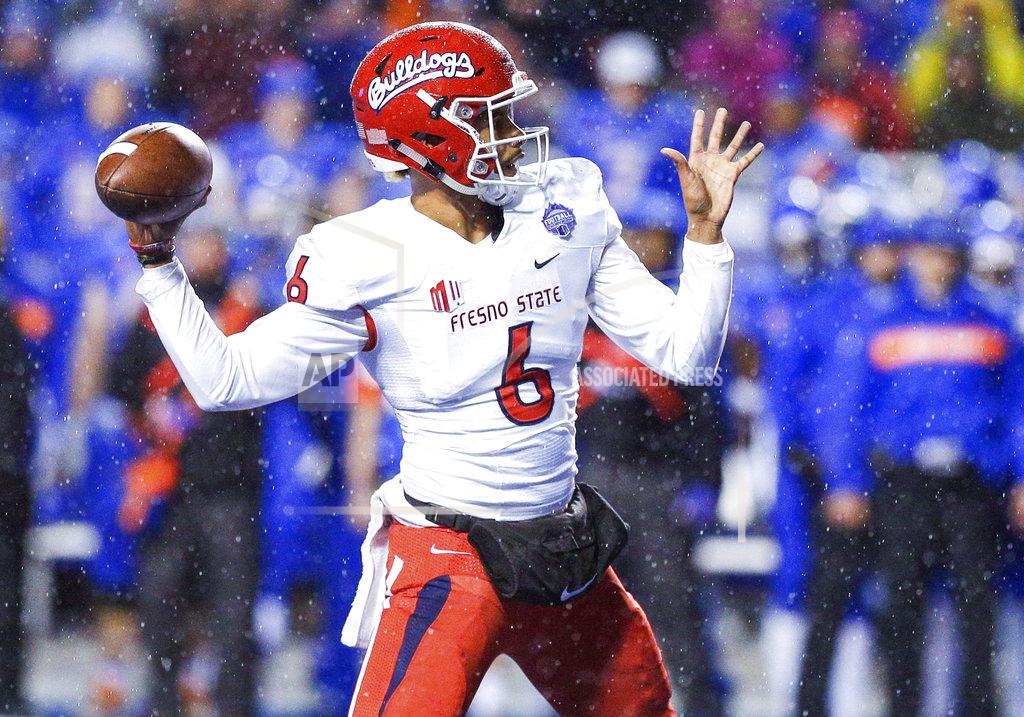 Steve Conner Fresno State quarterback Marcus McMaryion (6) throws a touchdown pass against Boise State during the first half of an NCAA college football game for the Mountain West championship, Saturday, Dec. 1, 2018, in Boise, Idaho. (AP Photo/Steve Conner)