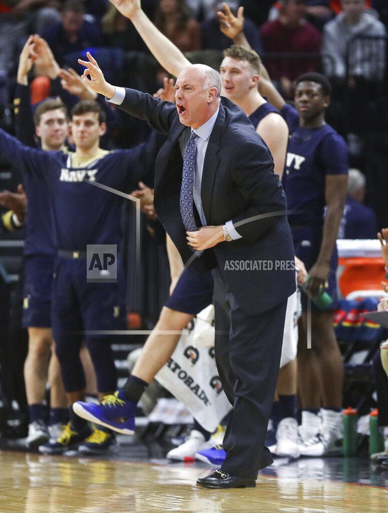 Andrew Shurtleff Navy head coach Ed DeChellis reacts to a call during an NCAA college basketball game against Virginia in Charlottesville, Va., Sunday, Dec. 29, 2019. (AP Photo/Andrew Shurtleff)