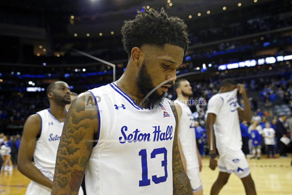 Adam Hunger Seton Hall guard Myles Powell walks off the court after losing to Michigan State in an NCAA college basketball game Thursday, Nov. 14, 2019, in Newark, N.J. (AP Photo/Adam Hunger)