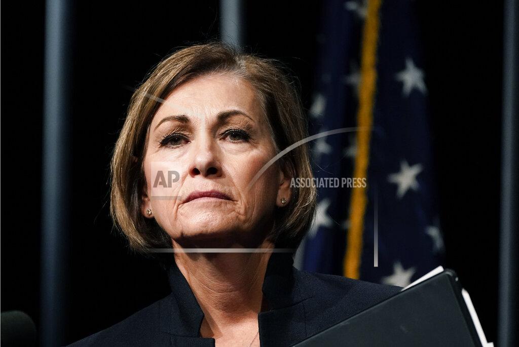 Iowa Gov. Kim Reynolds updates the state's response to the coronavirus outbreak during a news conference, Thursday, Nov. 19, 2020, in Johnston, Iowa. (AP Photo/Charlie Neibergall)