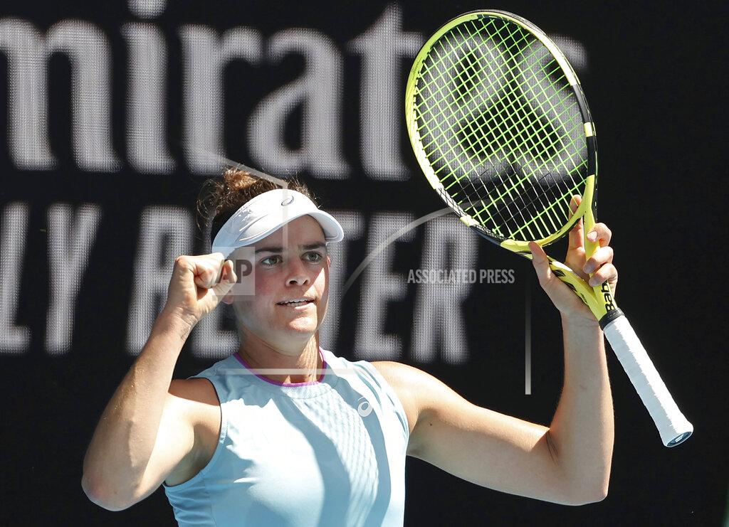Hamish Blair United States' Jennifer Brady celebrates her win over Slovenia's Kaja Juvan during their match at the Australian Open tennis championships in Melbourne, Australia, Saturday, Feb. 13, 2021. (AP Photo/Hamish Blair)