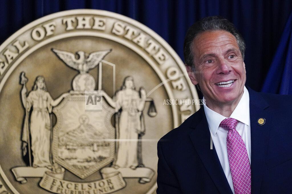 New York Gov. Andrew Cuomo speaks during a news conference, Monday, May 10, 2021 in New York. (AP Photo/Mary Altaffer, Pool)