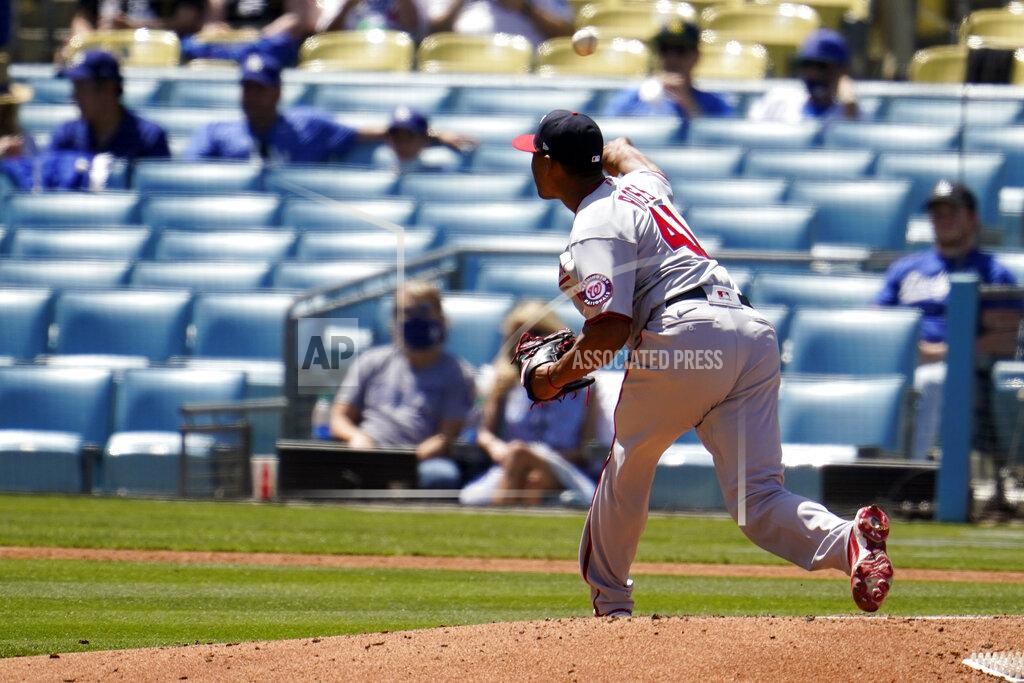 Marcio Jose Sanchez Washington Nationals starting pitcher Joe Ross throws to the Los Angeles Dodgers during the first inning of a baseball game, Friday, April 9, 2021, in Los Angeles. (AP Photo/Marcio Jose Sanchez)