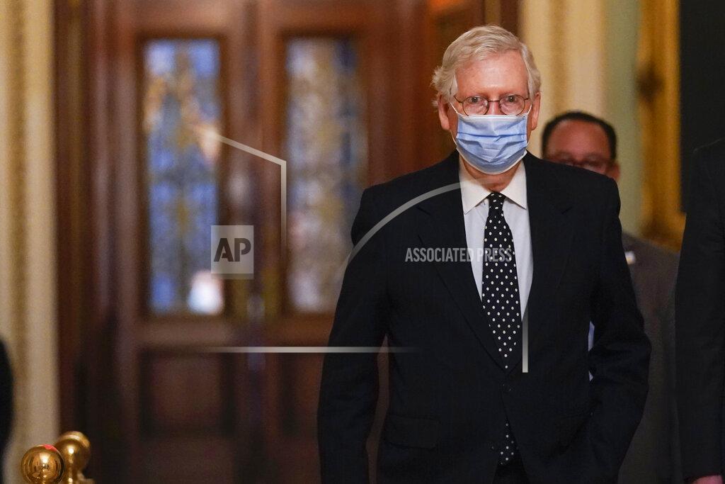 Manuel Balce Ceneta Senate Majority Leader Mitch McConnell of Ky., walks from the Senate floor to his office on Capitol Hill Wednesday, Jan. 6, 2021, in Washington. (AP Photo/Manuel Balce Ceneta)