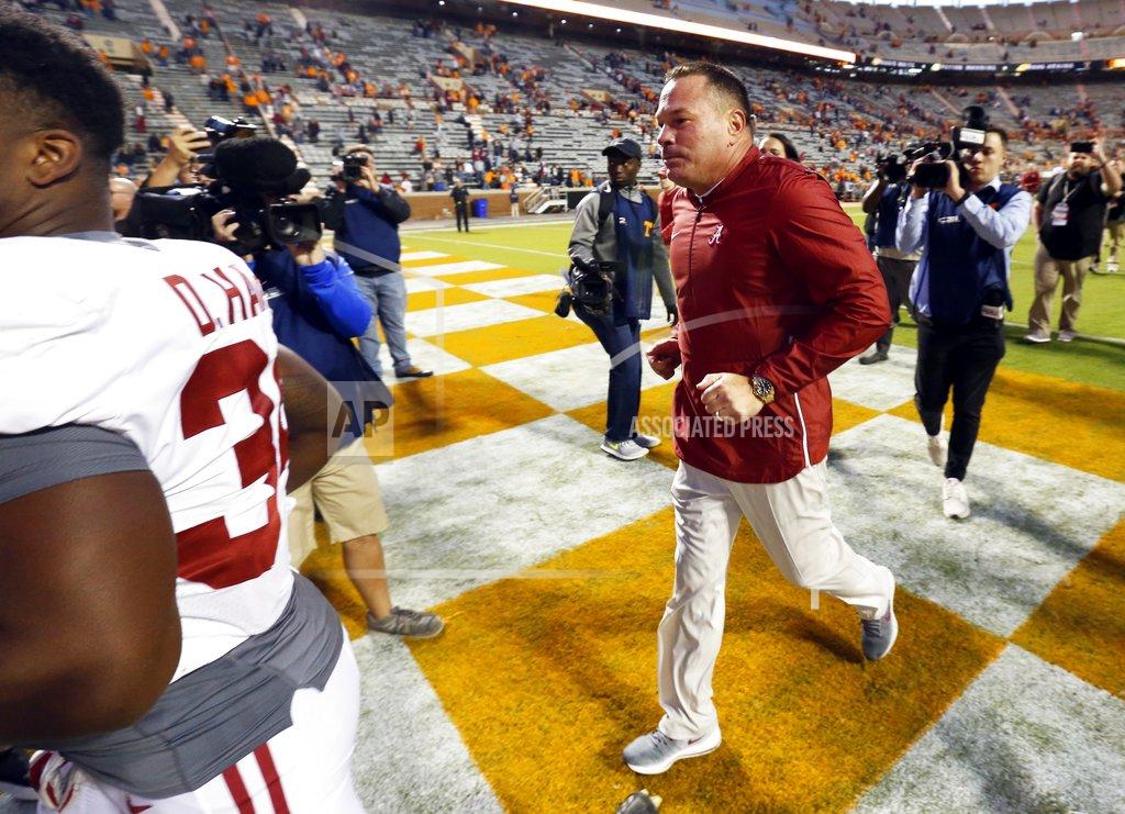 Wade Payne Former Tennessee head football coach Butch Jones leaves the field after an NCAA college football game against Tennessee Saturday, Oct. 20, 2018, in Knoxville, Tenn. Alabama won 58-21. (AP Photo/Wade Payne)