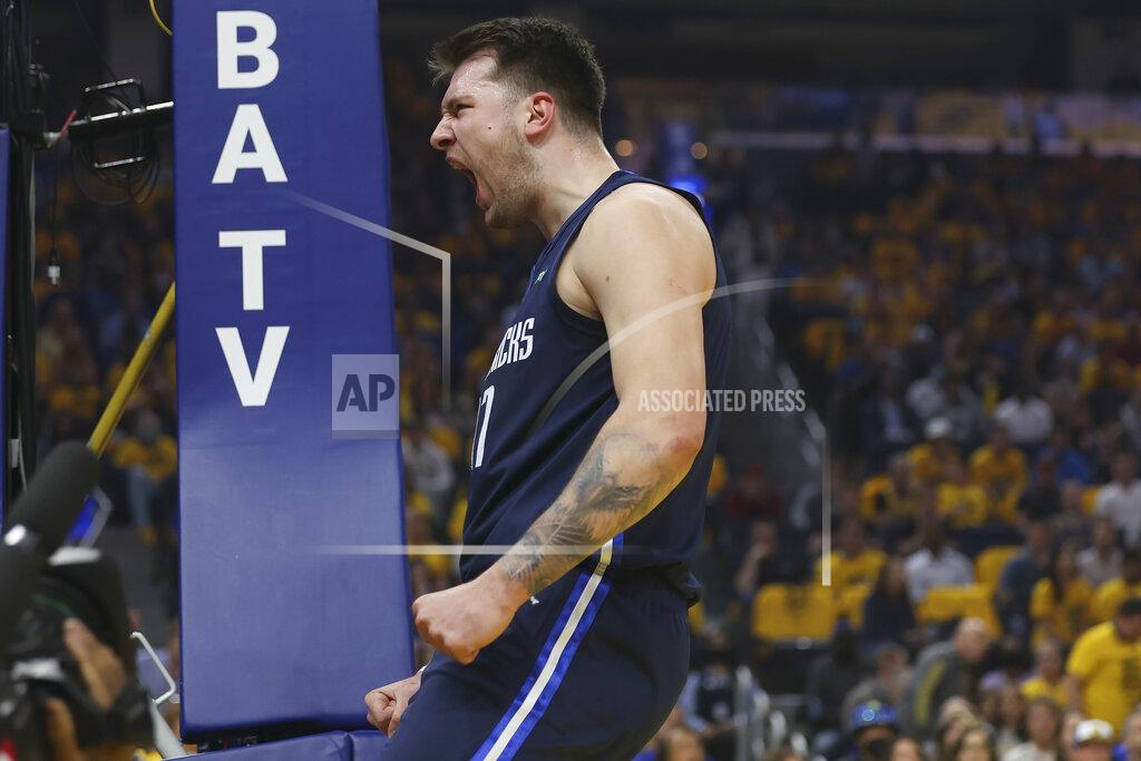 Jed Jacobsohn Dallas Mavericks guard Luka Doncic reacts against the Golden State Warriors during the first half of Game 2 of the NBA basketball playoffs Western Conference finals in San Francisco, Friday, May 20, 2022. (AP Photo/Jed Jacobsohn)