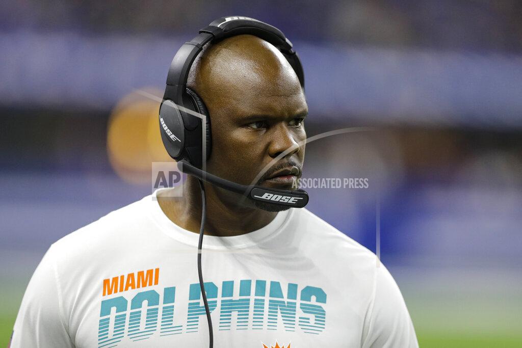 Darron Cummings Miami Dolphins head coach Brian Flores paces the sideline during the first half of an NFL football game against the Indianapolis Colts in Indianapolis, Sunday, Nov. 10, 2019. (AP Photo/Darron Cummings)