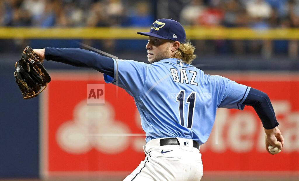 Steve Nesius Tampa Bay Rays starter Shane Baz pitches against the Miami Marlins during the sixth inning of a baseball game Sunday, Sept. 26, 2021, in St. Petersburg, Fla. (AP Photo/Steve Nesius)