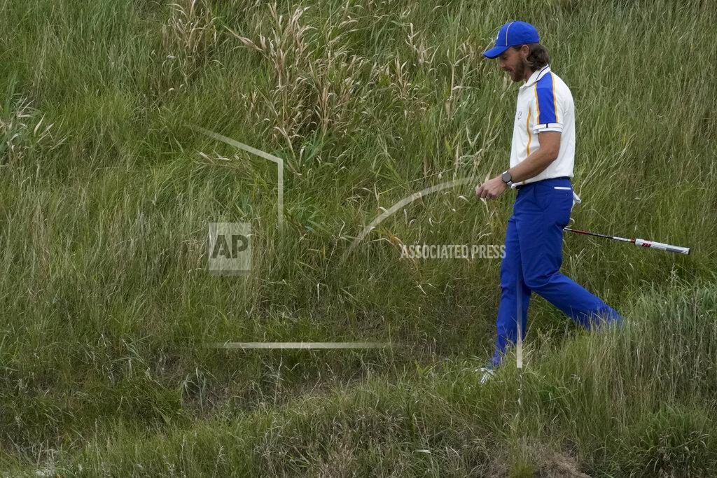 Charlie Neibergall Team Europe's Tommy Fleetwood walks on the 18th hole during the Ryder Cup singles matches at the Whistling Straits Golf Course Sunday, Sept. 26, 2021, in Sheboygan, Wis. (AP Photo/Charlie Neibergall)