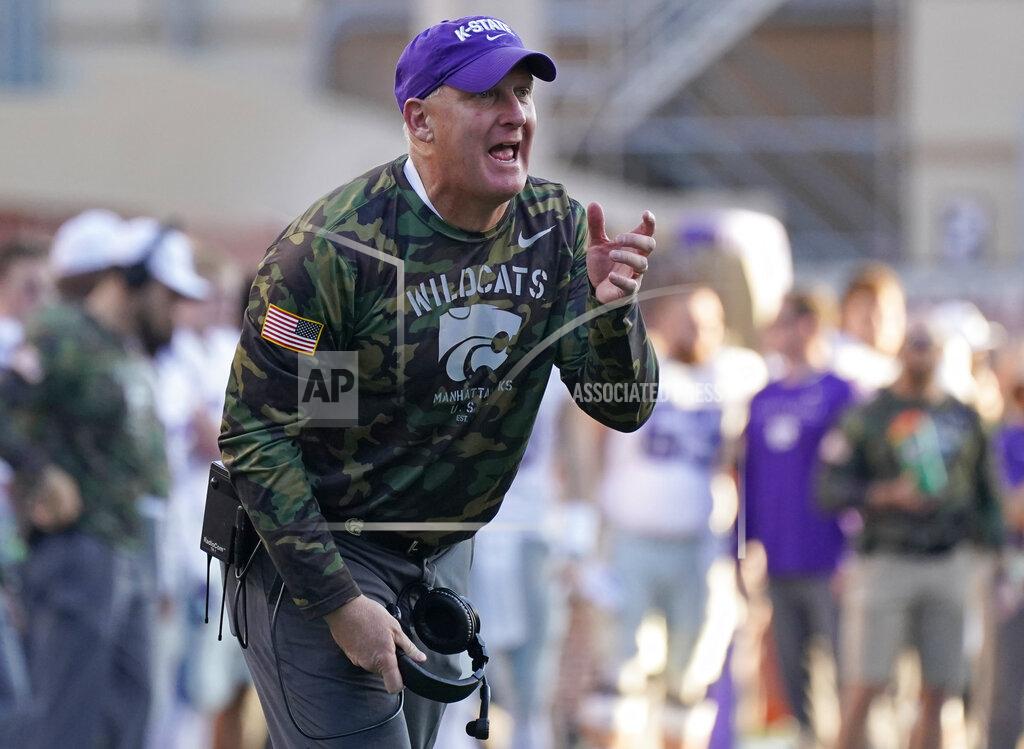 Chuck Burton Kansas State head coach Chris Klieman argues a call during the second half of an NCAA college football game against Texas in Austin, Texas, Saturday, Nov. 9, 2019. (AP Photo/Chuck Burton)