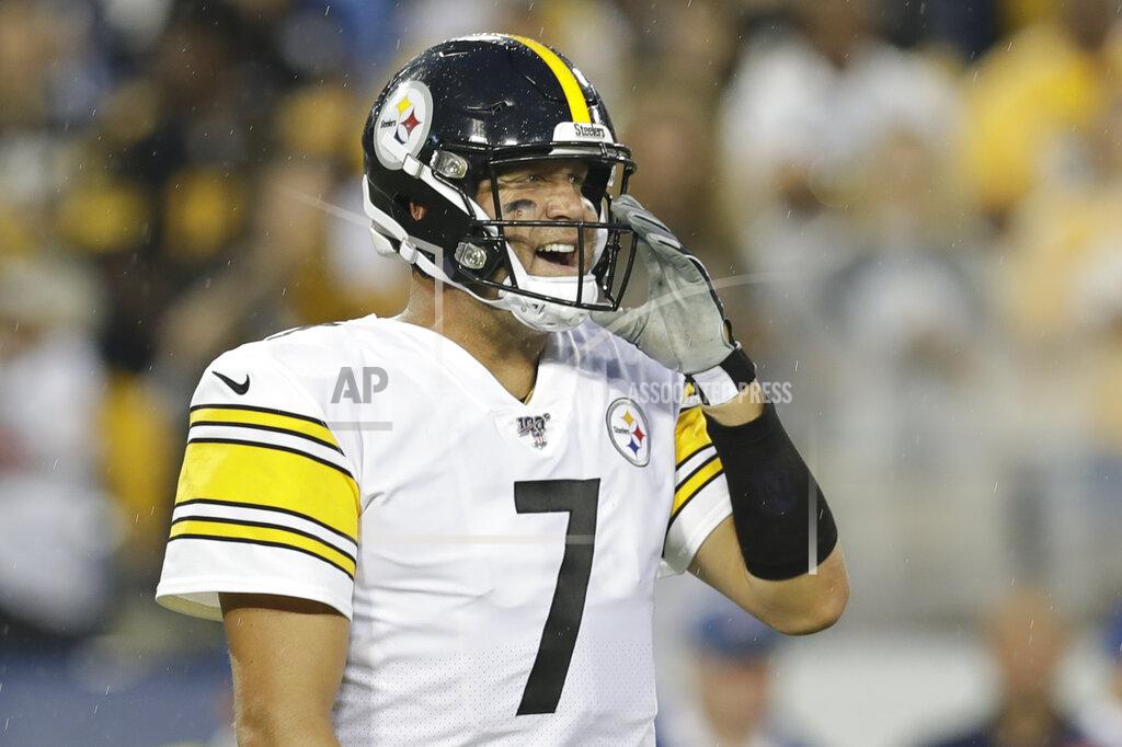 James Kenney Pittsburgh Steelers quarterback Ben Roethlisberger calls a play against the Tennessee Titans in the first half of a preseason NFL football game Sunday, Aug. 25, 2019, in Nashville, Tenn. (AP Photo/James Kenney)