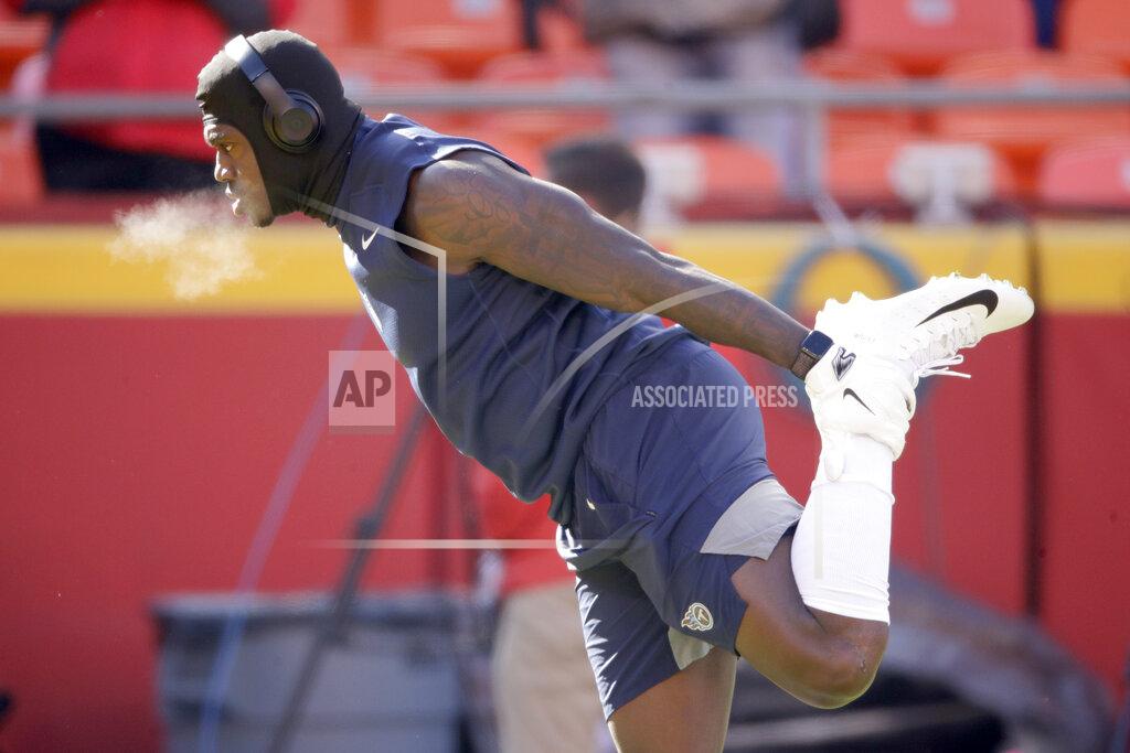 Charlie Riedel Tennessee Titans' A.J. Brown warms up before the NFL AFC Championship football game against the Kansas City Chiefs Sunday, Jan. 19, 2020, in Kansas City, MO. (AP Photo/Charlie Riedel)