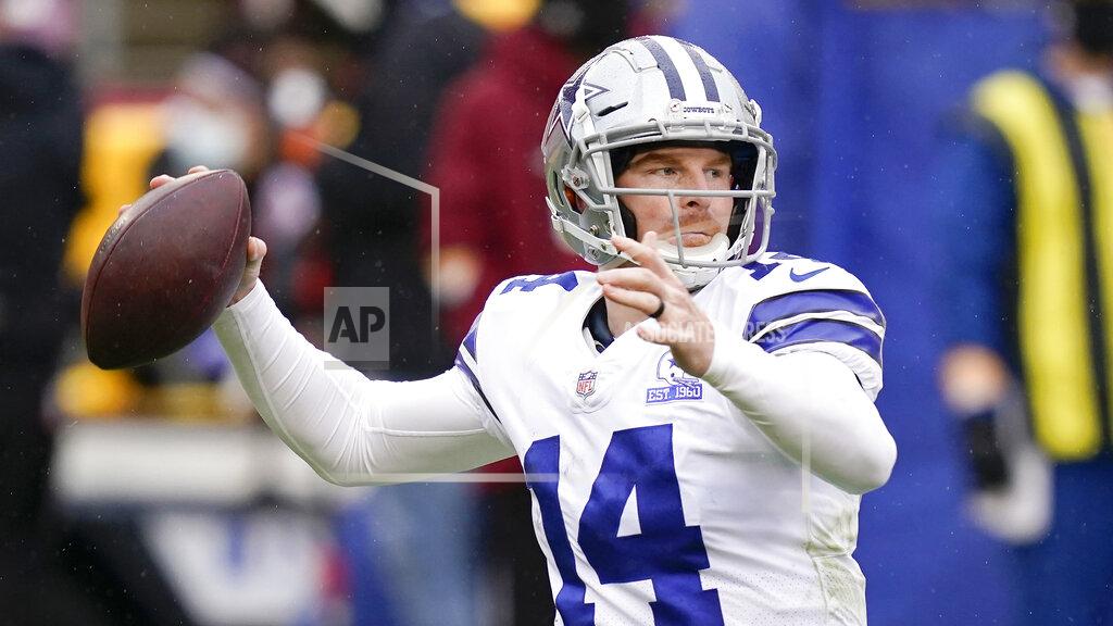 Patrick Semansky Dallas Cowboys quarterback Andy Dalton (14) passing the ball against Washington Football Team in the first half of an NFL football game, Sunday, Oct. 25, 2020, in Landover, Md. (AP Photo/Patrick Semansky)