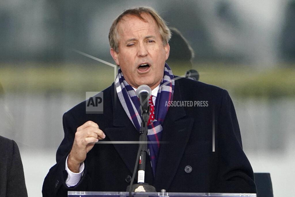 Jacquelyn Martin FILE - In this Jan. 6, 2021, file photo, Texas Attorney General Ken Paxton speaks in Washington, at a rally in support of President Donald Trump. The Supreme Court, though increasingly conservative in makeup, rejected the latest major Republican-led effort to kill the national health care law known as "Obamacare" on Thursday, preserving insurance coverage for millions of Americans. Paxton pledged to continue the fight against "Obamacare," which he called a "massive government takeover of health care." (AP Photo/Jacquelyn Martin, File)