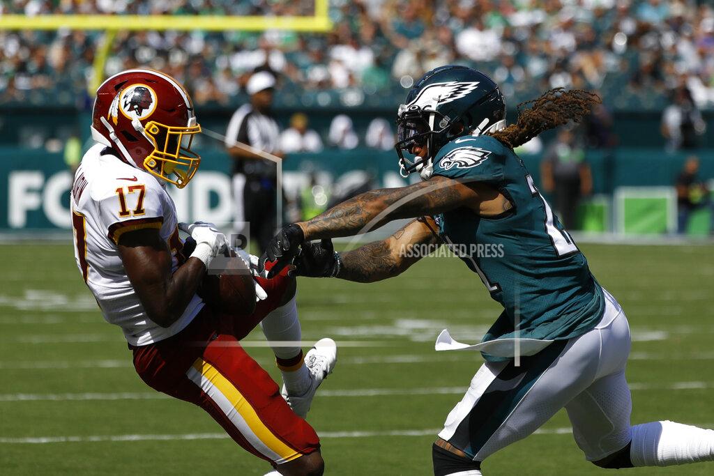 Michael Perez Washington Redskins' Terry McLaurin, left, hangs onto a pass against Philadelphia Eagles' Ronald Darby during the first half of an NFL football game Sunday, Sept. 8, 2019, in Philadelphia. (AP Photo/Michael Perez)