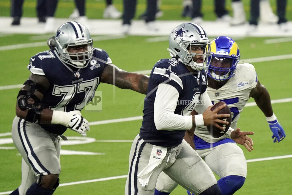 Jae C. Hong Dallas Cowboys quarterback Dak Prescott runs against the Los Angeles Rams during the first half of an NFL football game Sunday, Sept. 13, 2020, in Inglewood, Calif. (AP Photo/Jae C. Hong)
