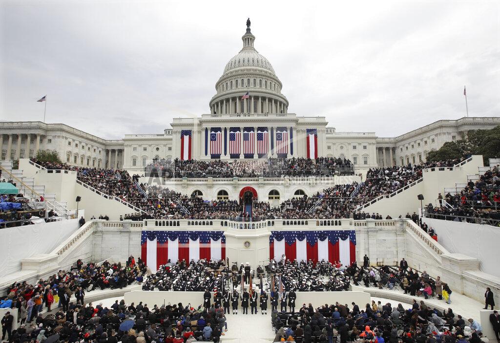 FILE - In this Jan. 20, 2017 file photo, President Donald Trump delivers his inaugural address after being sworn in as the 45th president of the United States during the 58th Presidential Inauguration at the U.S. Capitol in Washington. (AP Photo/Patrick Semansky)