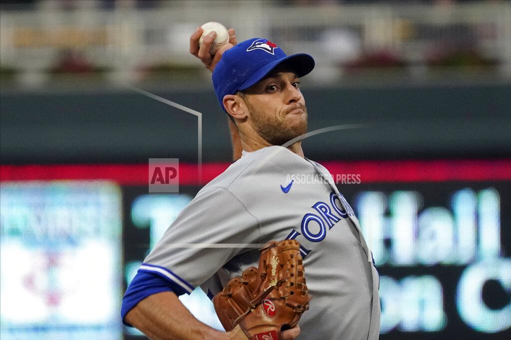 Jim Mone Toronto Blue Jays pitcher Steven Matz throws against the Minnesota Twins in the first inning of a baseball game, Thursday, Sept. 23, 2021, in Minneapolis. (AP Photo/Jim Mone)