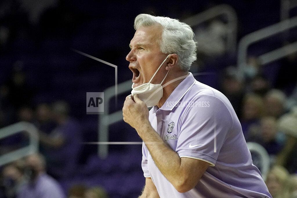 Charlie Riedel Kansas State head coach Bruce Weber talks to his team during the first half of an NCAA college basketball game against TCU Wednesday, Jan. 12, 2022, in Manhattan, Kan. (AP Photo/Charlie Riedel)