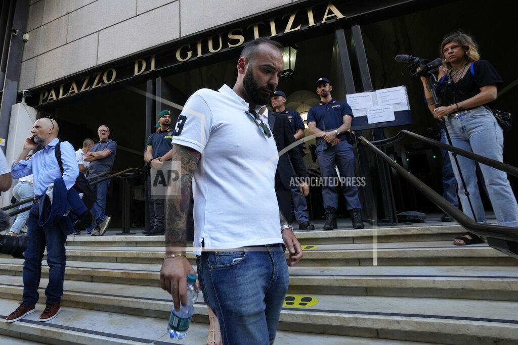 Antonio Calanni Gianluca Ardini, who survived to the Morandi bridge collapse, stands outside the Palace of Justice on opening of the first hearing of the trial, in Genoa, Italy, Thursday, July 7, 2022. Forty-three people were killed when a large stretch of the Morandi Bridge broke off, August 14, 2018, on the eve of one of Italy's biggest vacation holidays. (AP Photo/Antonio Calanni)