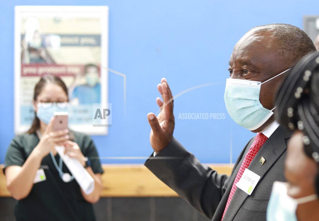 Nardus Engelbrecht South African President Cyril Ramaphosa arrives at a hospital in Khayelitsha, Cape Town, South Africa Wednesday, Feb. 17, 2021, to receive a Johnson and Johnson vaccine. Ramaphosa was among the first in his country to receive the COVID-19 vaccination to launch the inoculation drive. (AP Photo/Nardus Engelbrecht)