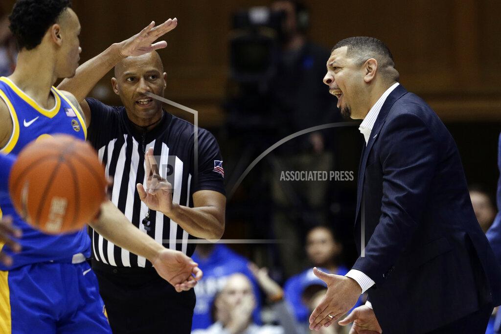 Gerry Broome Pittsburgh head coach Jeff Capel is called fror a technical foul during the first half of an NCAA college basketball game against Duke in Durham, N.C., Tuesday, Jan. 28, 2020. (AP Photo/Gerry Broome)