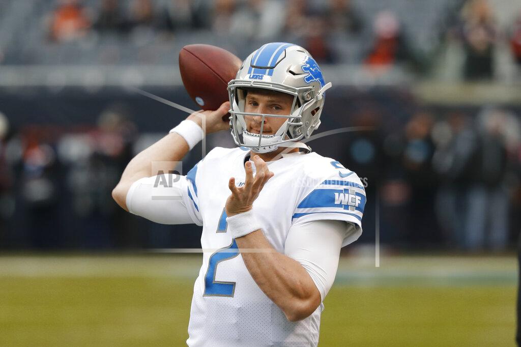 Charles Rex Arbogast Detroit Lions quarterback Jeff Driskel throws before an NFL football game against the Chicago Bears in Chicago, Sunday, Nov. 10, 2019. (AP Photo/Charles Rex Arbogast)