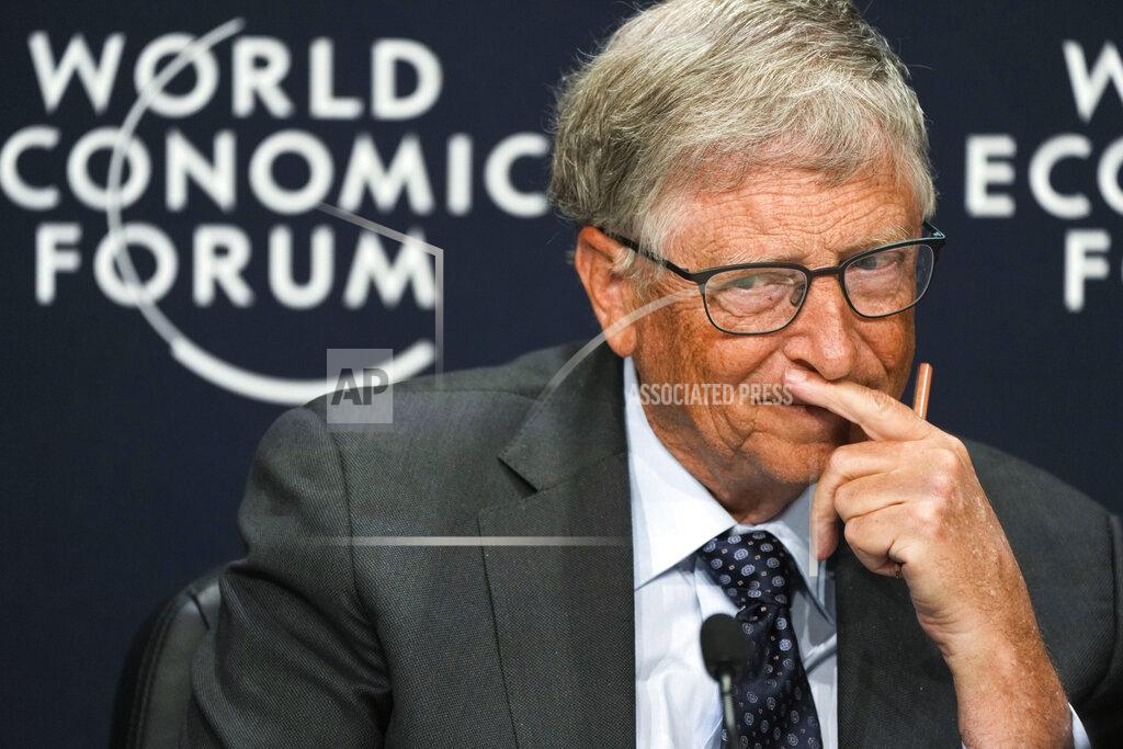 Markus Schreiber Bill Gates, Co-Chair, Bill & Melinda Gates Foundation, attends a news conference during the World Economic Forum in Davos, Switzerland, Wednesday, May 25, 2022. The annual meeting of the World Economic Forum is taking place in Davos from May 22 until May 26, 2022. (AP Photo/Markus Schreiber)