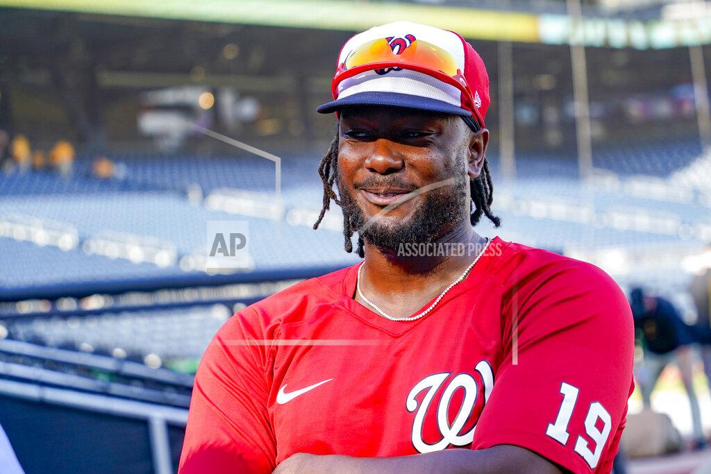 Keith Srakocic Washington Nationals and former Pittsburgh Pirates first baseman Josh Bell answers reporters' questions before the team's baseball game against the Pittsburgh Pirates, Friday, Sept. 10, 2021, in Pittsburgh. (AP Photo/Keith Srakocic)