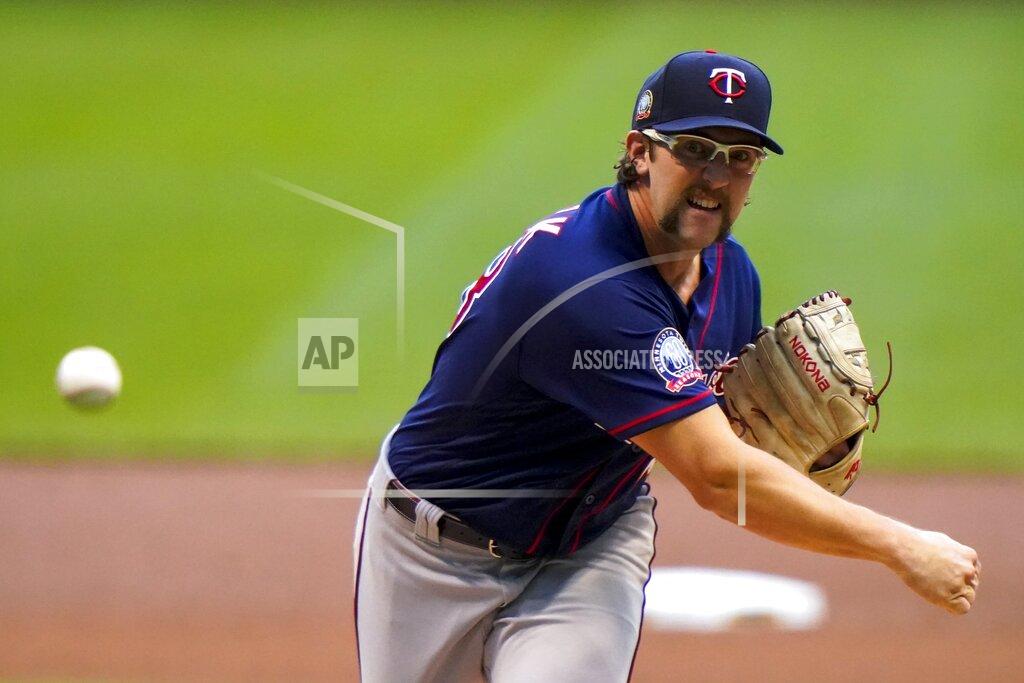 Morry Gash Minnesota Twins starting pitcher Randy Dobnak throws during the first inning of a baseball game against the Milwaukee Brewers Monday, Aug. 10, 2020, in Milwaukee. (AP Photo/Morry Gash)