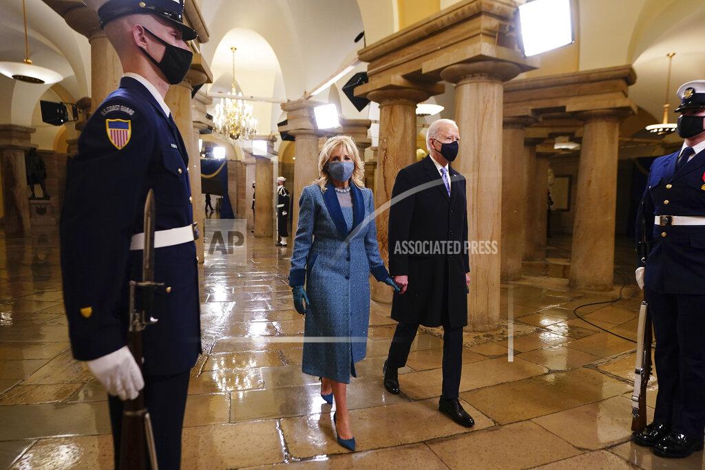 Jim Lo Scalzo President-elect Joe Biden and Dr. Jill Biden arrive in the Crypt of the US Capitol for Biden's inauguration ceremony on Wednesday, Jan. 20, 2021 in Washington. (Jim Lo Scalzo (Jim Lo Scalzo/Pool Photo via AP)