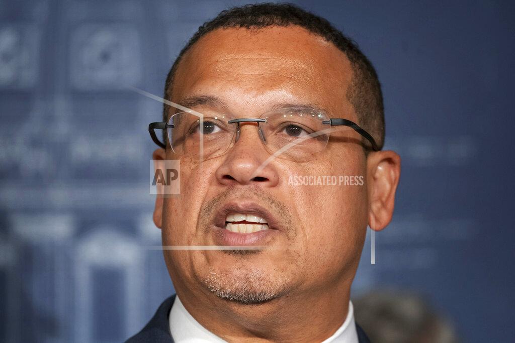 Glen Stubbe FILE - In this Feb. 19, 2020, file photo, Minnesota Attorney General Keith Ellison during a news conference in St. Paul, Minn. Taking over as lead prosecutor in George Floyd's death is giving Ellison a national platform to talk about race in America. And while Ellison is careful not to talk about details of the criminal cases against four Minneapolis police officers, he's grabbing the opportunity to raise issues about police reform that he's worked on in the past. (Glen Stubbe/Star Tribune via AP, File)