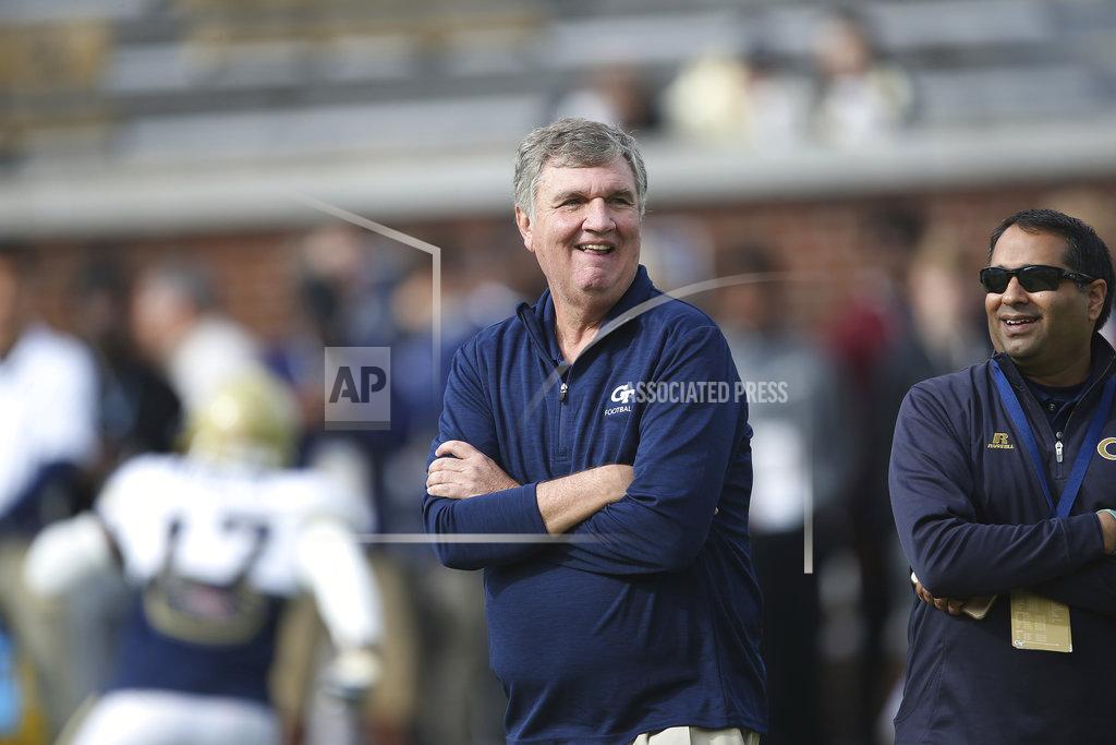 John Bazemore FILE - In this Nov. 25, 2017, file photo, Georgia Tech head coach Paul Johnson watches his team warm up before an NCAA college football game against Georgia in Atlanta. A person familiar with the decision tells The Associated Press that Johnson is retiring. The person spoke on condition of anonymity on Wednesday, Nov. 28, 2018, because the school had not made an official announcement. (AP Photo/John Bazemore, File)