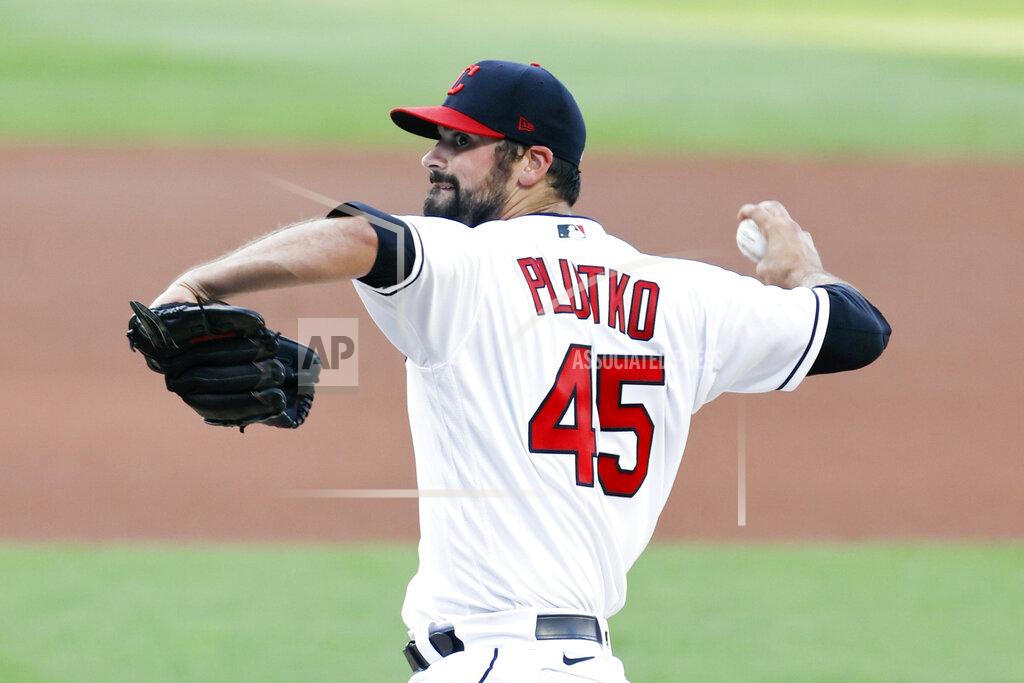 Ron Schwane Cleveland Indians starting pitcher Adam Plutko delivers against the Detroit Tigers during the first inning of a baseball game, Friday, Aug. 21, 2020, in Cleveland. (AP Photo/Ron Schwane)