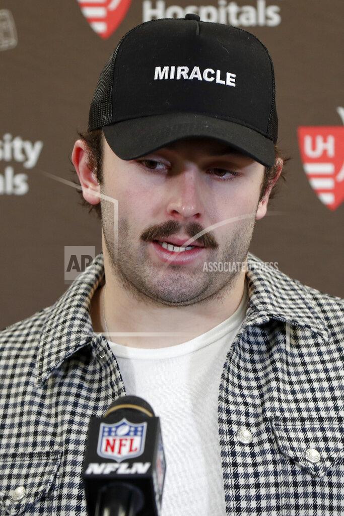 Don Wright Cleveland Browns quarterback Baker Mayfield answers questions during a news conference after an NFL football game against the Pittsburgh Steelers, Sunday, Dec. 1, 2019, in Pittsburgh. (AP Photo/Don Wright)