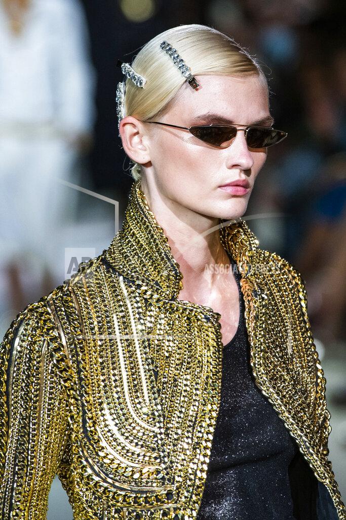 Eduardo Munoz Alvarez A model walks the runway at the Tom Ford spring/summer 2022 fashion show in the Lincoln Center during New York Fashion Week on Sunday, Sept. 12, 2021. (AP Photo/Eduardo Munoz Alvarez)