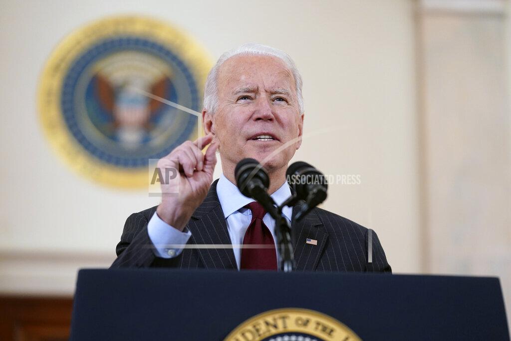Evan Vucci President Joe Biden speaks about the 500,000 Americans that died from COVID-19, Monday, Feb. 22, 2021, in Washington. (AP Photo/Evan Vucci)