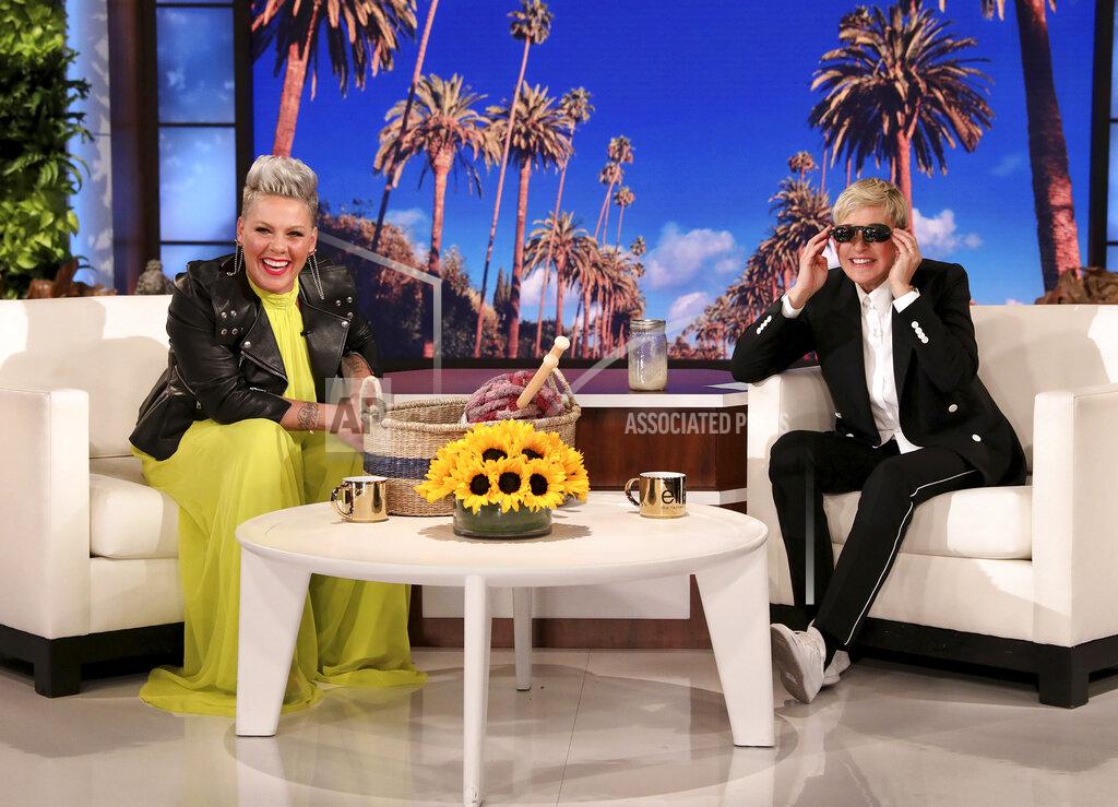 Michael Rozman In this photo released by Warner Bros., talk show host Ellen DeGeneres, right, appears with singer Pink during the final taping of "The Ellen DeGeneres Show" at the Warner Bros. lot in Burbank, Calif. (Michael Rozman/Warner Bros. via AP)