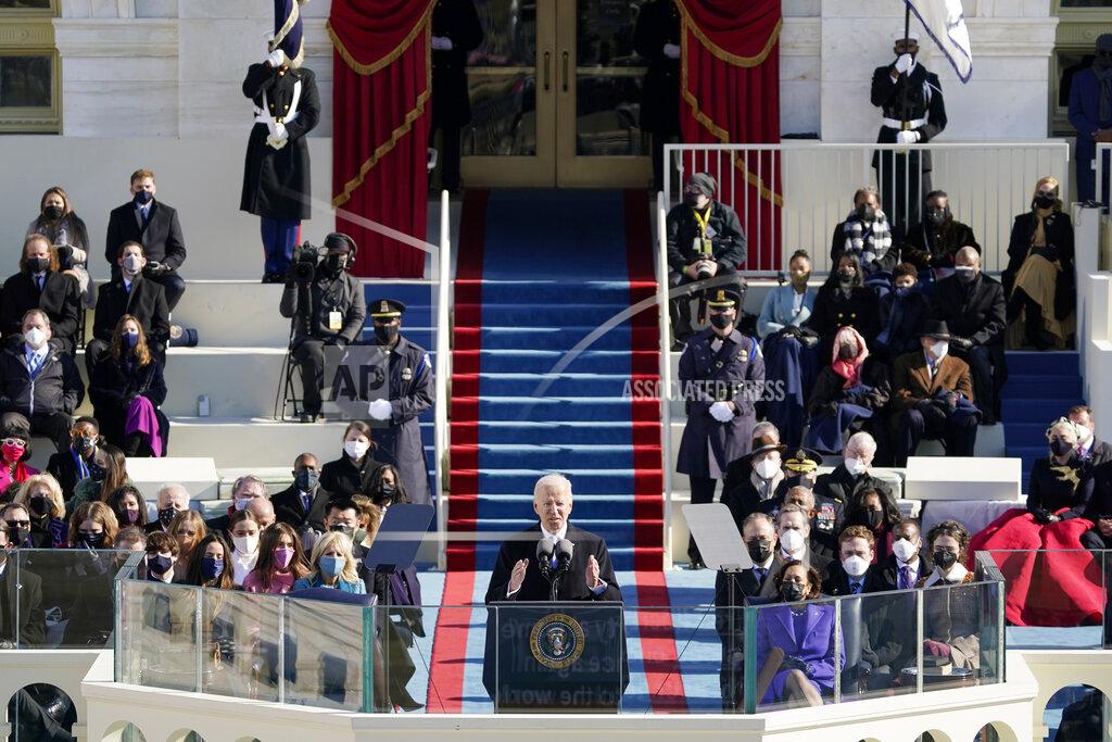 Patrick Semansky President Joe Biden speaks during the 59th Presidential Inauguration at the U.S. Capitol in Washington, Wednesday, Jan. 20, 2021.(AP Photo/Patrick Semansky, Pool)