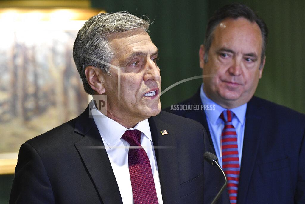 Marc Levy Lou Barletta speaks at a news conference where he accepted the endorsement of a rival in Pennsylvania's crowded Republican primary for governor, Jake Corman, right, May 12, 2022, in Harrisburg, Pa. Corman's endorsement comes as GOP leaders warn that leading Republican primary candidate Doug Mastriano is too far right to win in a general election. (AP Photo/Marc Levy)
