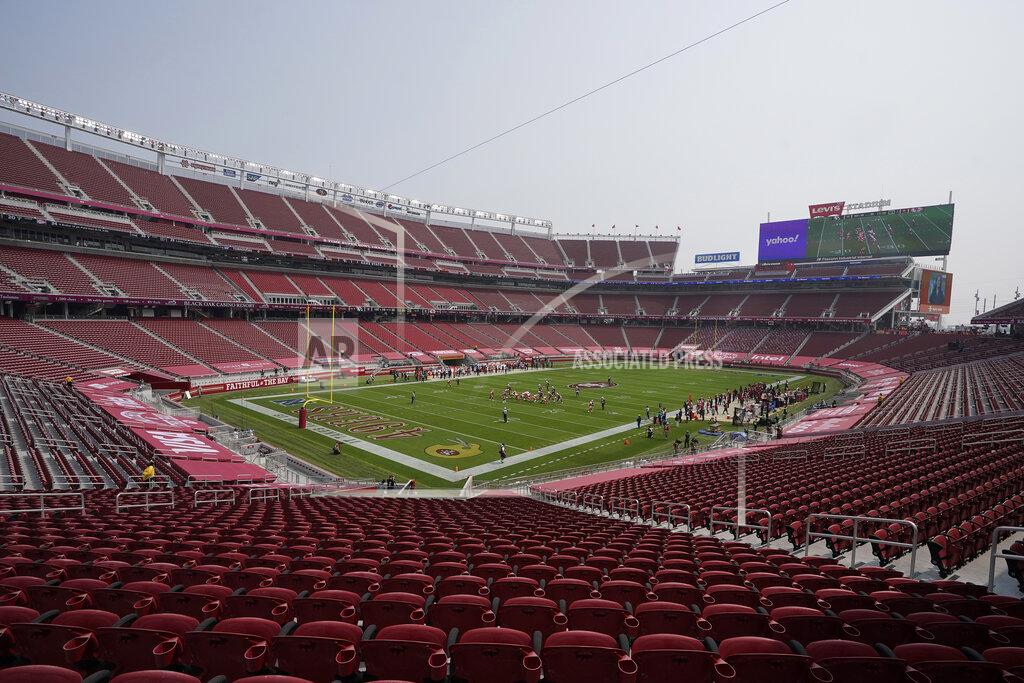 Jeff Chiu Empty seats are shown at Levi's Stadium during the first half of an NFL football game between the San Francisco 49ers and the Arizona Cardinals in Santa Clara, Calif., Sunday, Sept. 13, 2020. (AP Photo/Jeff Chiu)