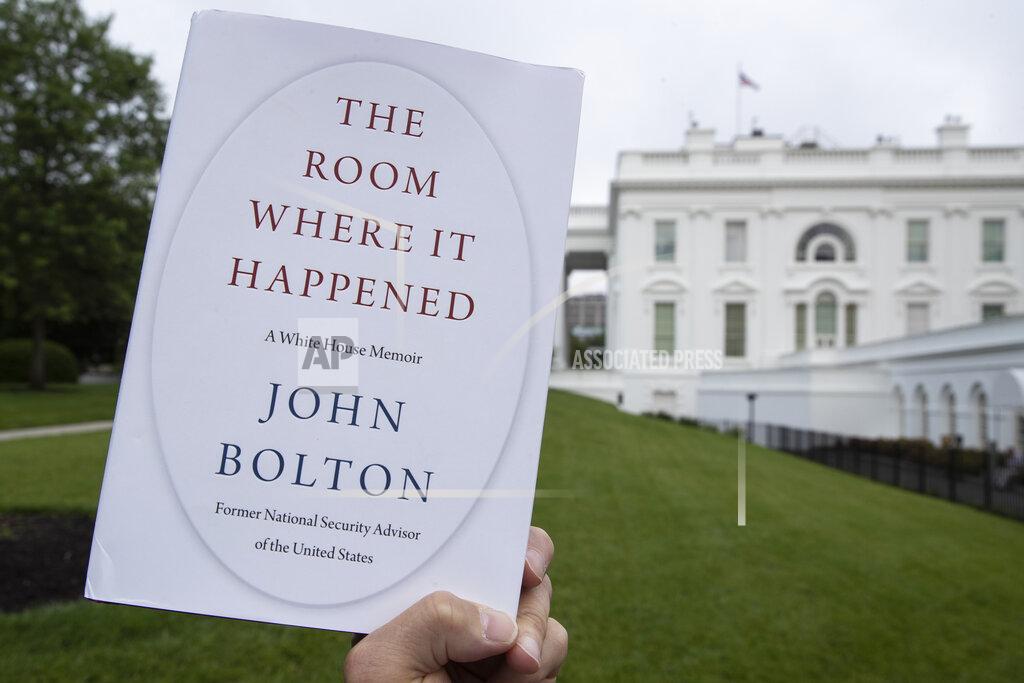 Alex Brandon A copy of "The Room Where It Happened," by former national security adviser John Bolton, is photographed at the White House, Thursday, June 18, 2020, in Washington. (AP Photo/Alex Brandon)