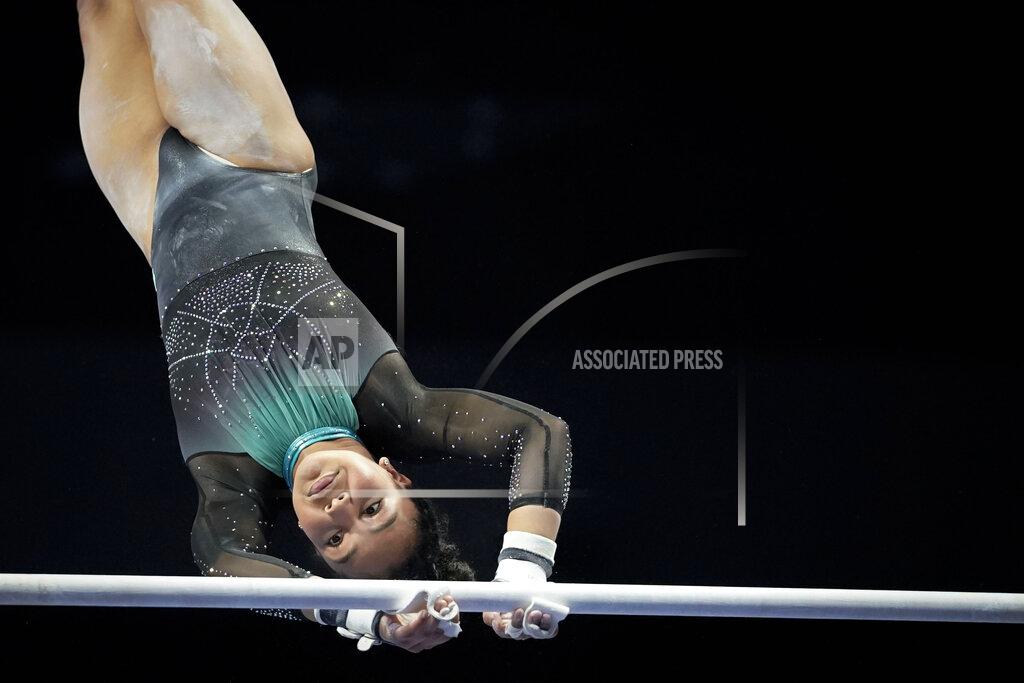 Aj Mast Konnor McClain performs her routine on the uneven bars during the U.S. Classic gymnastics competition in Indianapolis, Saturday, May 22, 2021. (AP Photo/AJ Mast)