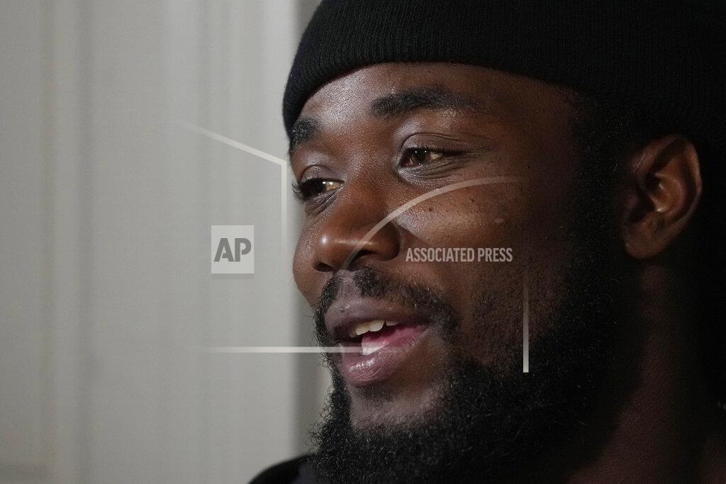 Kin Cheung Minnesota Vikings Dalvin Cook speaks during an interview in Thundridge, England, Friday, Sept. 30, 2022 ahead the NFL game against New Orleans Saints at the Tottenham Hotspur stadium on Sunday. (AP Photo/Kin Cheung)