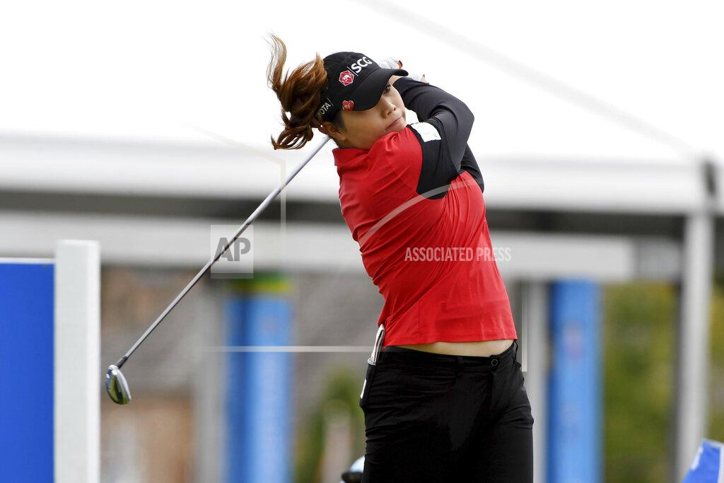 Michael Woods Ariya Jutanugarn, of Thailand, hits from the 18th tee during the first round of the LPGA Walmart NW Arkansas Championship golf tournament, Friday, Sept. 24, 2021, in Rogers, Ark. (AP Photo/Michael Woods)