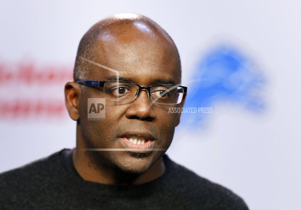 Paul Sancya FILE - In this March 11, 2015, file photo, then-Detroit Lions general manager Martin Mayhew speaks during a news conference in Allen Park, Mich. Washington has hired Martin Mayhew to be its new general manager. The hiring of Mayhew makes Washington the only team in the NFL with a Black team president and GM. (AP Photo/Paul Sancya, File)